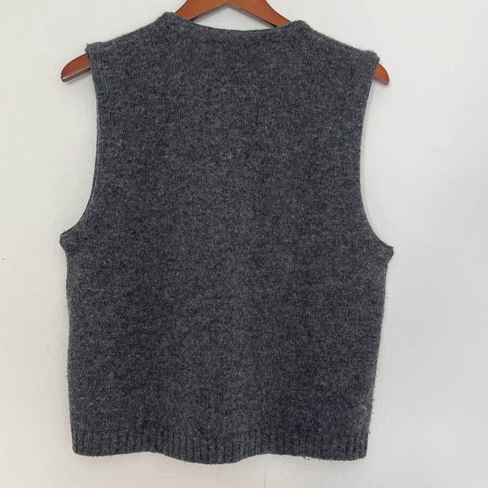VTG Woolrich Sweater Vest Womens M Charcoal Wool Knit Button Embroider Grannycor - Picture 4 of 11